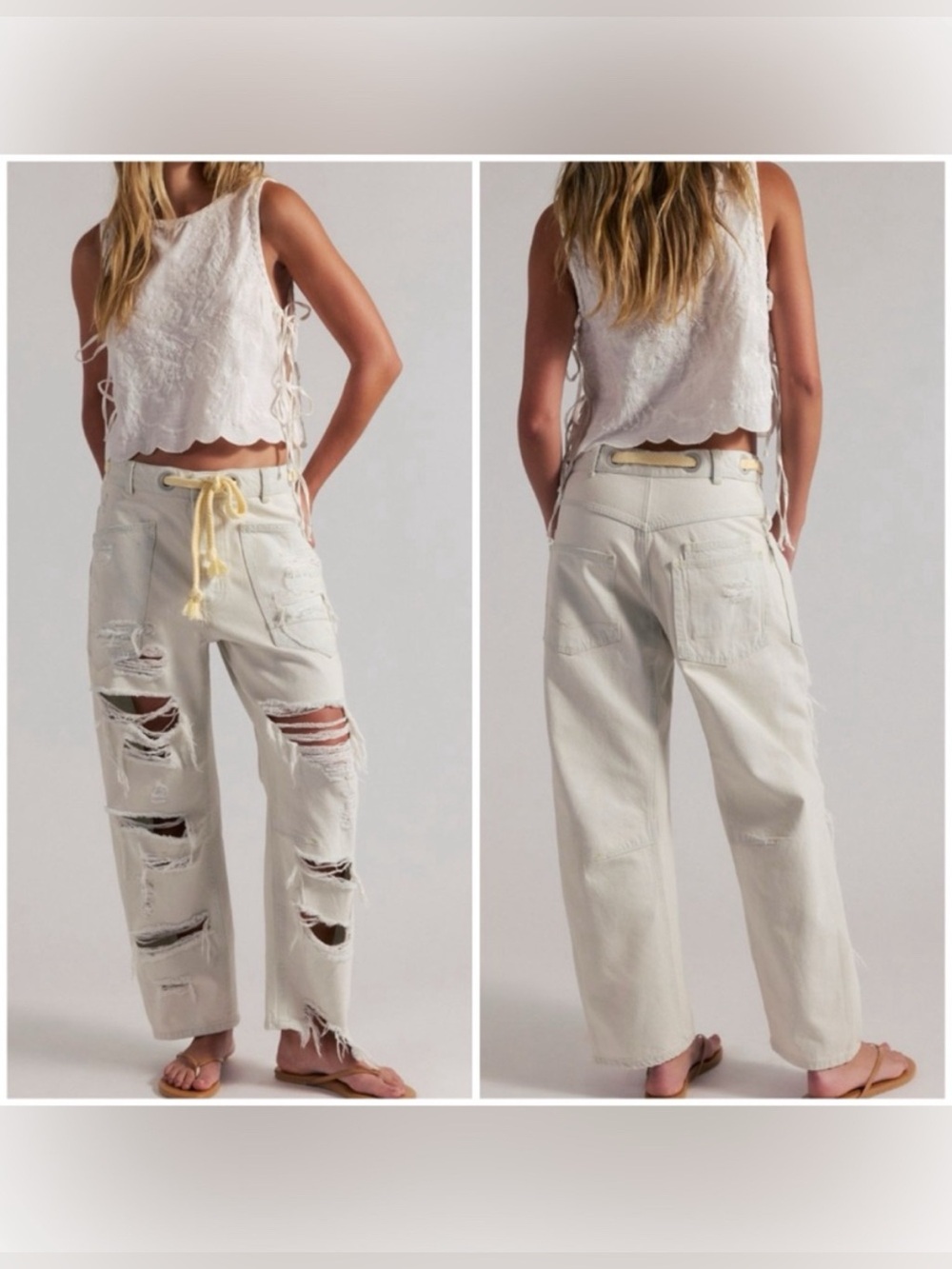 NWOT Free People We The Free Moxie Pull-On Barrel Jeans - sea mist - 24 *IR*
